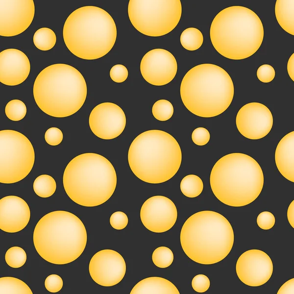 Pattern seamless yellow volumetric balls on a dark background. For background, backdrop, cover, packaging, label, textiles.
