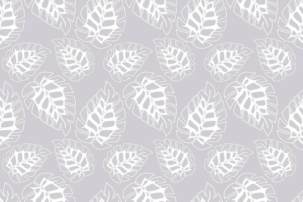 Monstera dooling 잎물기 없는 패턴, 파스텔 색, 흰색. 직물, 배경, 포장, 포장, 가구 장식물 — 스톡 벡터