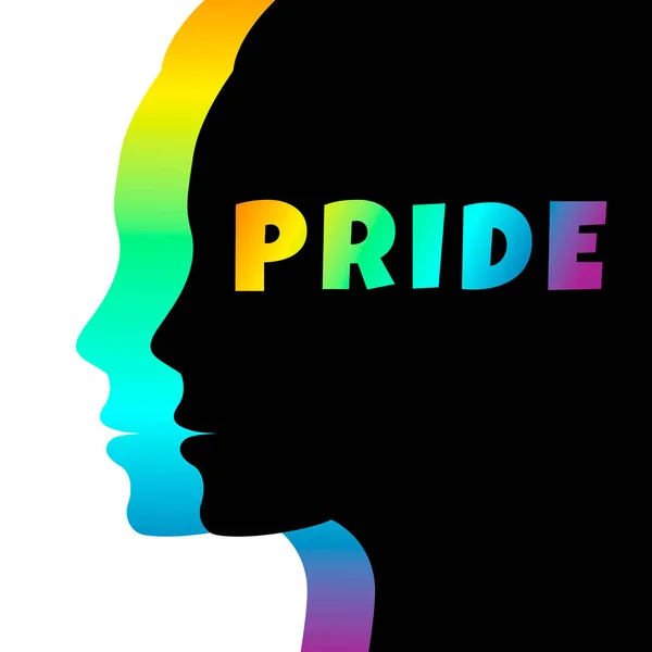 Gurur, siluet, kız yüzü, LGBT konsepti, poster, afiş, el ilanı.