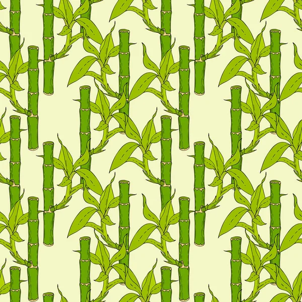 Bambusz minta zökkenőmentes kézrajz firkálgatás a könnyű háttér. — Stock Vector