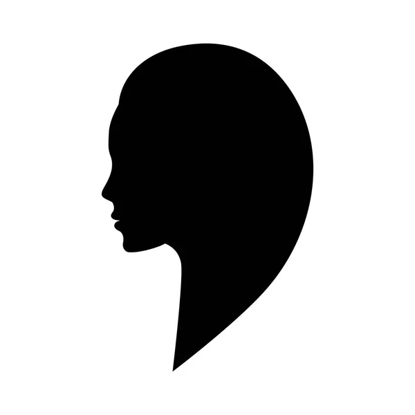 Black silhouette woman girl face, logo, profile, shape. — Stockvektor