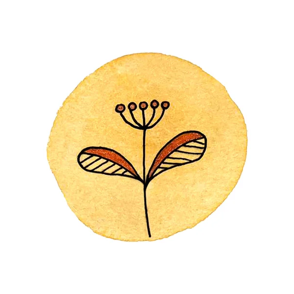 Éléments floraux vectoriels dessinés à la main feuilles, fleurs, branches. Botanique dans le style doodle sur les taches d'aquarelle. Convient pour les invitations de mariage, cartes de vœux, citations, blogs. — Image vectorielle