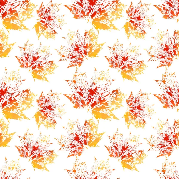 Naadloos patroon met herfst esdoorn bladeren. Aquarel afdruk van een esdoorn blad. Op witte achtergrond. Vectorillustratie — Stockvector
