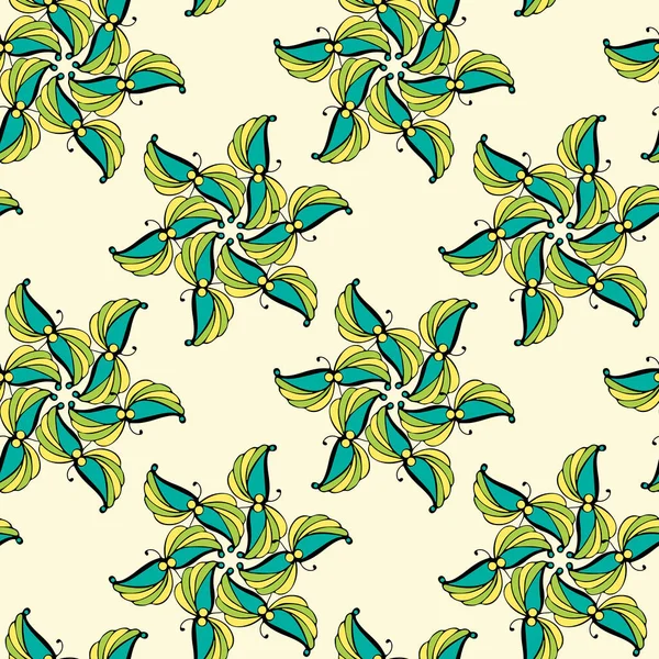 Patroon bloemen ornament krabben, marihuana, abstracte fantasie ornament, naadloos. Handtekenen krabben, contour. — Stockvector