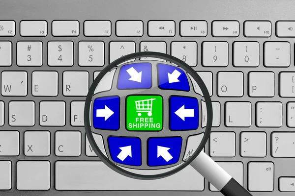 Computer Keyboard Green Blue Free Shipping Online Shopping Theme — Foto de Stock