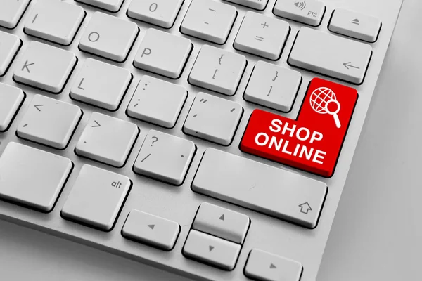 Keyboard Red Online Shopping Theme Buttons — Foto de Stock
