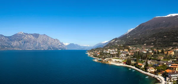 Panoramic View Lake Garda Town Malcesine 图库图片