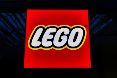 Bucharest, Romania, May 3, 2016: Lego neon sign. Lego is a line of plastic construction toys that are manufactured by The Lego Group, a privately held company based in Billund, Denmark.