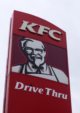 Bucharest, Romania, May 4, 2016: KFC sign, Kentucky Fried Chicken (KFC) is a fast food restaurant chain that specializes in fried chicken, It is the world's second largest restaurant chain.
