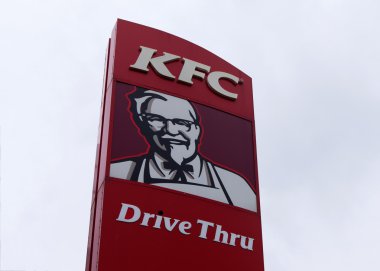 Bucharest, Romania, May 4, 2016: KFC sign, Kentucky Fried Chicken (KFC) is a fast food restaurant chain that specializes in fried chicken, It is the world's second largest restaurant chain. 