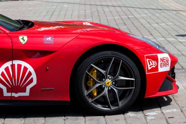 Bucharest, Romania, May 7, 2016: Super cars of the exclusive Gumboil 3000 parked in front of the Romanian Parliament. Gumball is an international celebrity rally which takes place on public roads.
