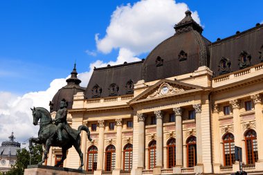 Central University Library and King Carol's statue