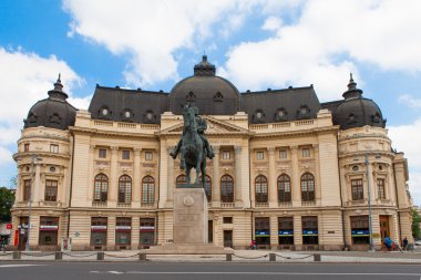 Central University Library and King Carol's statue