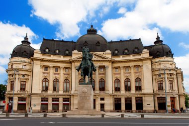 Central University Library and King Carol's statue