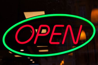 Red and green neon Open sign