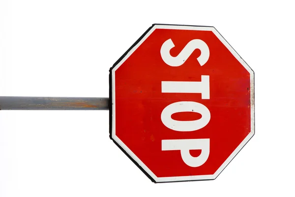 Stop Cartello Stradale Sfondo Bianco — Foto Stock