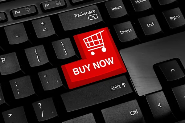 Black Keyboard Red Online Shopping Theme Button — Foto de Stock