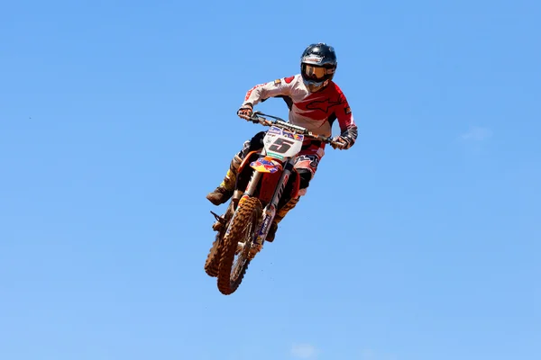 Wingate Israel July 2016 Motocross Rider Bike Clearing Tabletop Jump — Stockfoto