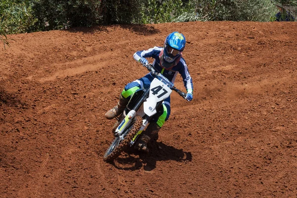 Wingate Israel July 2016 Motocross Rider Take Tight Fast Turn — Stok Foto