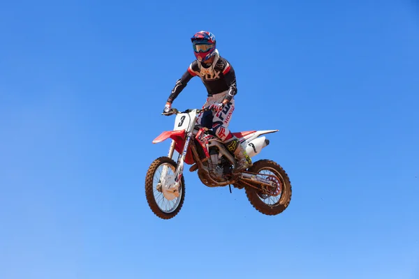 Wingate Israel July 2016 Motocross Rider Bike Clearing Tabletop Jump — Stock Fotó