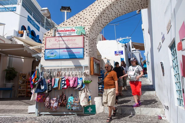 Santorini Greece August 2016 Tourists Santorini Famous Cliff Top Village — Foto Stock