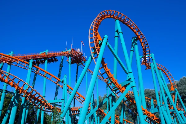 Montaña Rusa Naranja Alta Velocidad Parque Temático Walibi — Foto de Stock