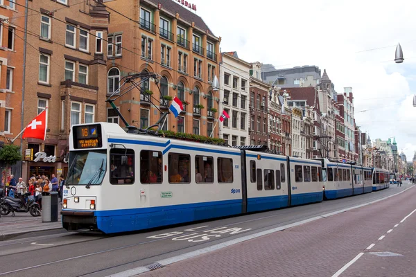 Amsterdam Netherlands August 2016 Tram Rail Vehicle Which Runs Tracks — Stock Photo, Image