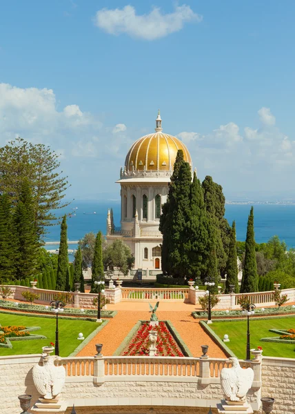 Een mooie foto van de bahai tuinen in haifa, Israël. — Stockfoto