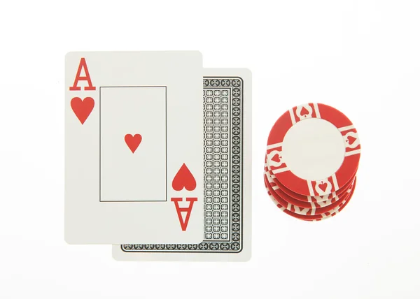 Blackjack hand with casino chip — Stock Photo, Image