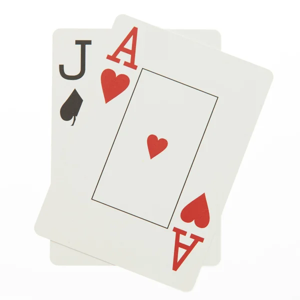 Blackjack hand with casino chip — Stock Photo, Image