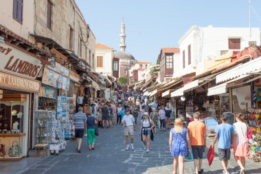 Rhodes eski şehir merkezi kare görünümü