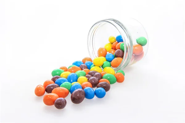 Chocolate candy in a glass jar — Stock Photo, Image