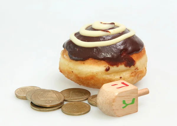 Hanukkah doughnut - Traditional jewish holiday food. — Stock Photo, Image