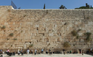 Ağlama duvarı Kudüs'ün görünümü