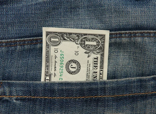 Dollaro in Jeans tasca frontale — Foto Stock