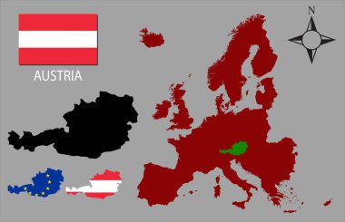 Polonya - üç kontür, vektör harita Avrupa ve bayrak