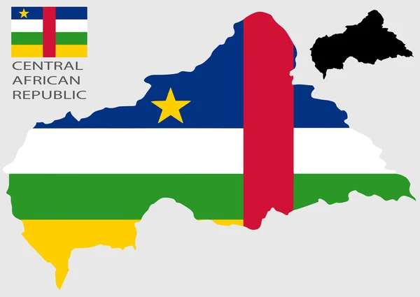 Κεντροαφρικανική Δημοκρατία - Χάρτης και σημαία του φορέα — Διανυσματικό Αρχείο