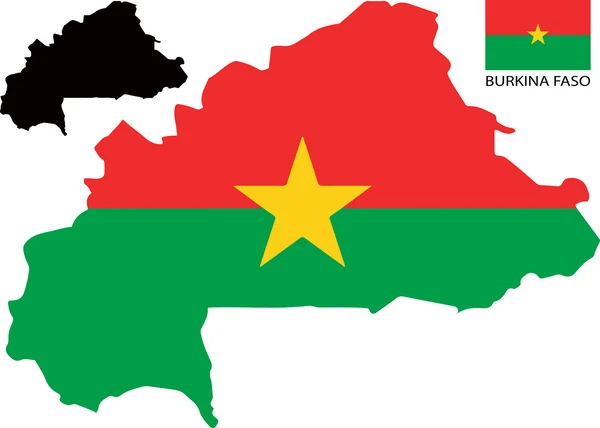 Burkina Faso - Mappa e vettore di bandiera — Vettoriale Stock