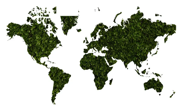 Mapa del mundo con textura de hierba verde — Foto de Stock