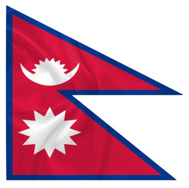 Nepal - ipek doku üzerinde ulusal bayrak sallayarak