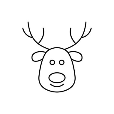 Ren geyiği kafasının vektör çizimi, arka planda Noel Baba geyiği.