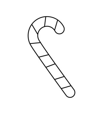 Bir Noel lolipopunun vektör çizimi, hafif arkaplanda çizgilerle çizilmiş bir Noel çubuğu.