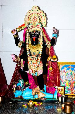 Kolkata 'daki Kali Mata heykelinin güzel manzarası.