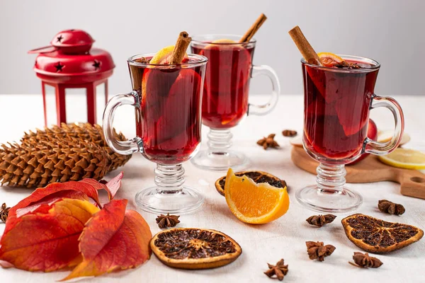 Mulled Wine Apple Light Background Mulled Wine Apple Spices — Stock Photo, Image