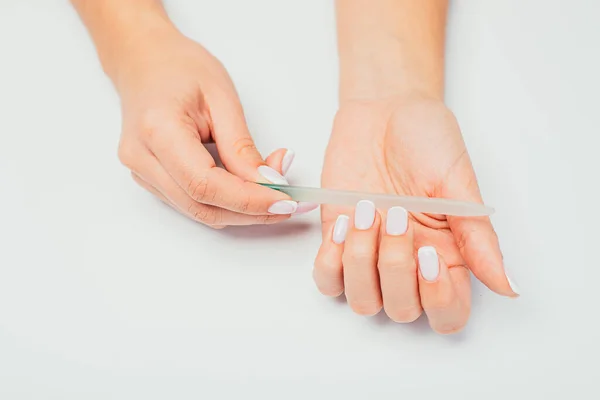 Lima Uñas Con Limas Cristal Sobre Fondo — Foto de Stock