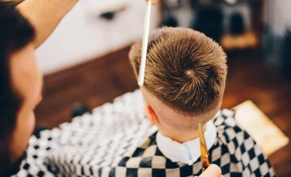 Hairdresser Barbershop Small Boy Sitting Chair — Stock Photo, Image