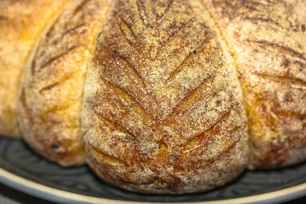 Zelfgebakken Bakken Wit Tarwebrood Close Textuur — Stockfoto