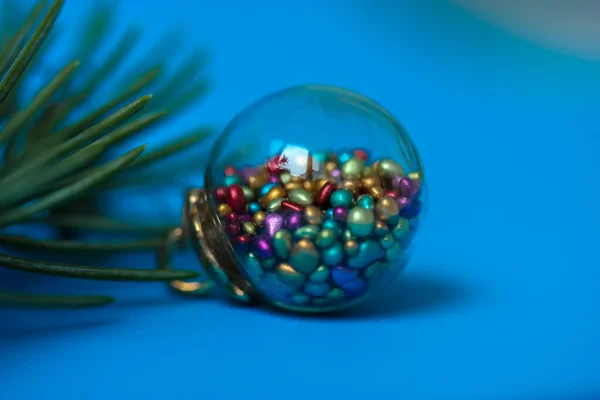 Beau Jouet Arbre Noël Sous Forme Une Boule Verre Avec — Photo