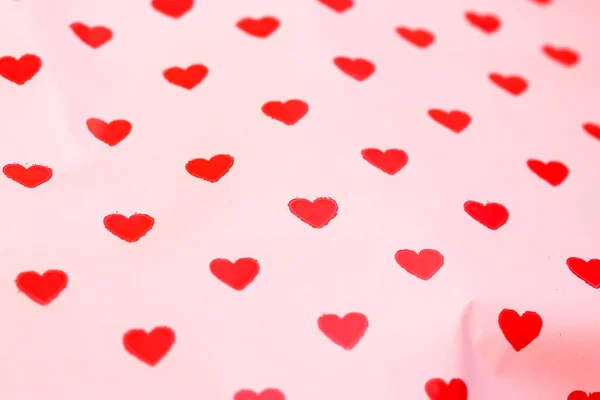 Background Valentine Day All Lovers Day Red Little Hearts White — Stock Photo, Image