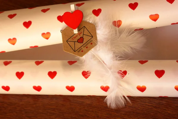 Brown Envelope Love Note Loved One Valentine Day Inscription Love — Foto Stock